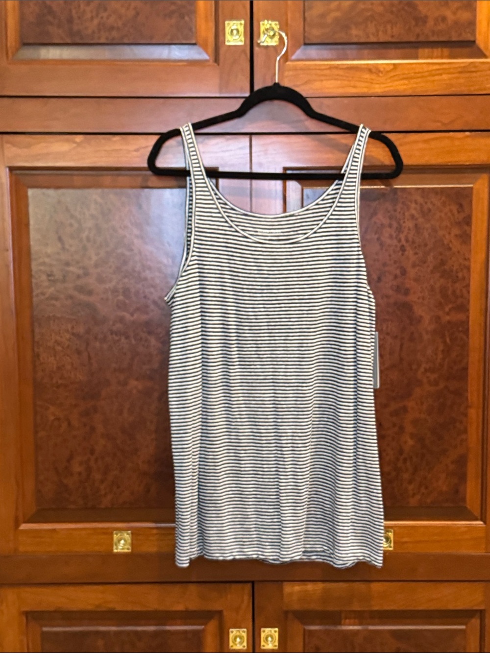Eileen, Fisher, women’s XL organic linen Striped Black and White Tank Top NWT